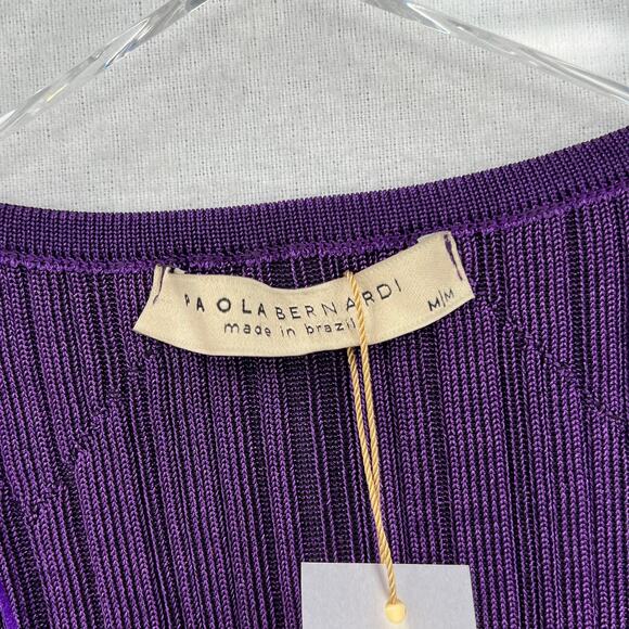 PAOLA BERNARDI Andressa Cropped Cardigan Medium Purple Sparkle Knit Long Sleeve - Picture 8 of 13